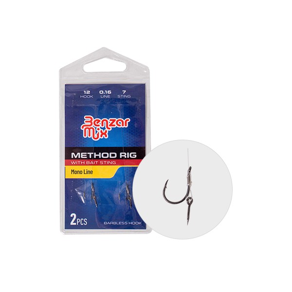 Benzar Method Tied Size 8 Hook on Monofilament Line with 10mm Bait Spike