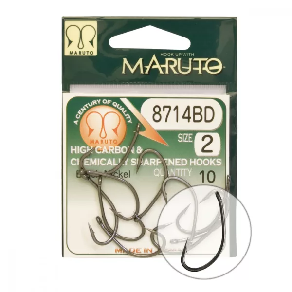 Maruto Hook 8714Bd Carp Hooks Hc T.D.E.5° Barbed Forged Black Nickel 2