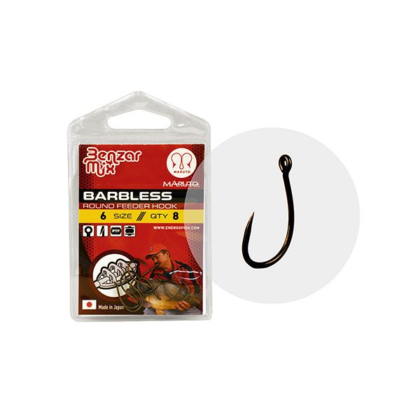 Hook Benzar Mix Barbless Round Feeder Black Nickel, (8 Pcs/Pack), Size 12