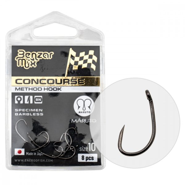 Benzar Concourse Method Specimen Barbless Hook 14 8Pcs/Pack