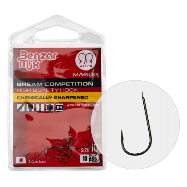 BENZÁR BREAM COMPETITION HOOK 10 10DB/CS - Breaming hook - Barbed hook, Flat hook