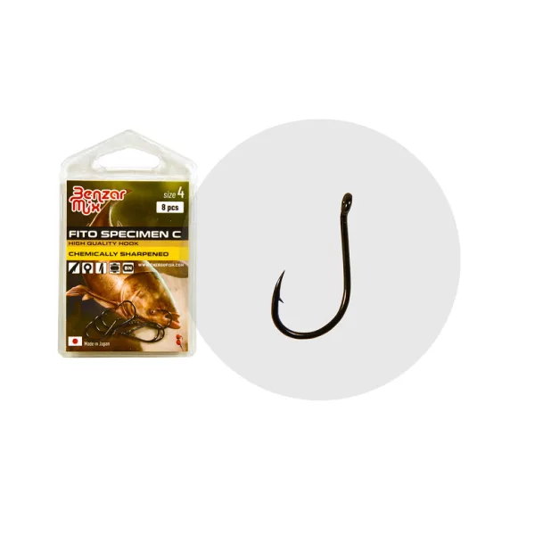 Benzár Mix Fito Specimen-C 4 Eyed, Barbed Grass Carp Hook 8pcs