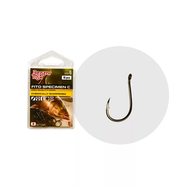 Benzár Mix Fito Specimen-C 6 Eyed, Barbed Grass Carp Hook 10pcs