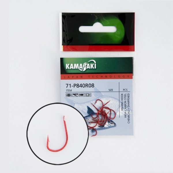 Hook Kamasaki Carbon P840R, Red, (14 Pcs/Pack), Size 14