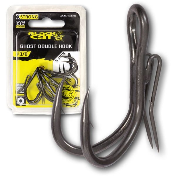 Black Cat Ghost Double Hook Dg Dg Coating #3/0 5Pcs/ Pack