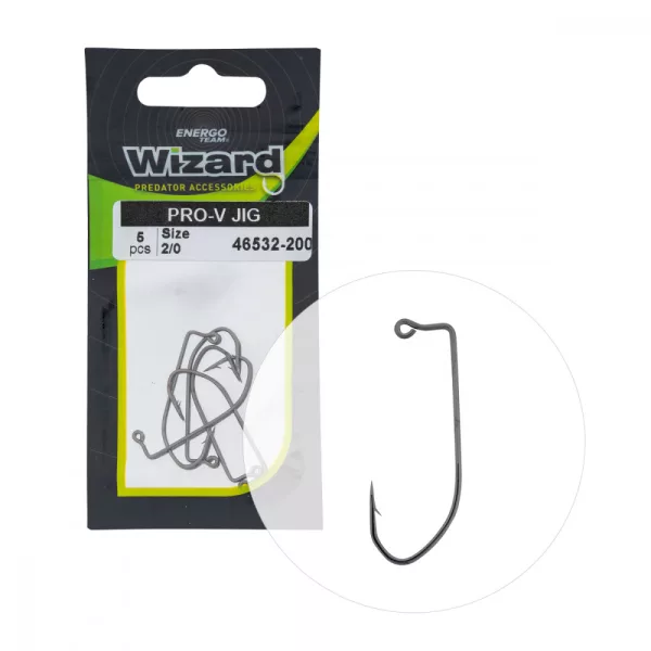 Wizard Pro-V Jig Eyed Barbed 2/0 Spinning-offset Hook