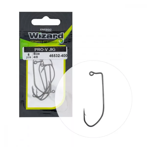 Wizard Pro-V Jig Eyed Barbed 4/0 Spinning-offset Hook