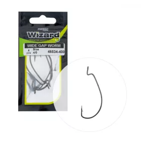 Wizard Wide Gap Worm Eyed Barbed 4/0 Spinning-offset Hook