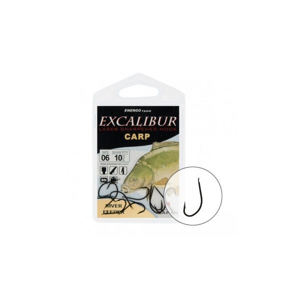 Hook Excalibur Carp River Feeder, Black Nickel, (10 Pcs/Pack), Size 1