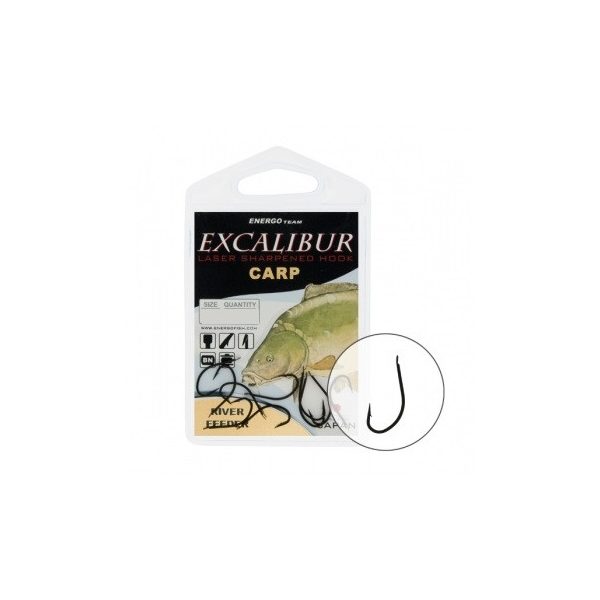 Hook Excalibur Carp River Feeder, Black Nickel, (10 Pcs/Pack), Size 6