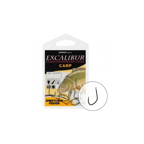 Hook Excalibur Carp Sweetcorn Feeder, Black Nickel, (10 Pcs/Pack), Size 10