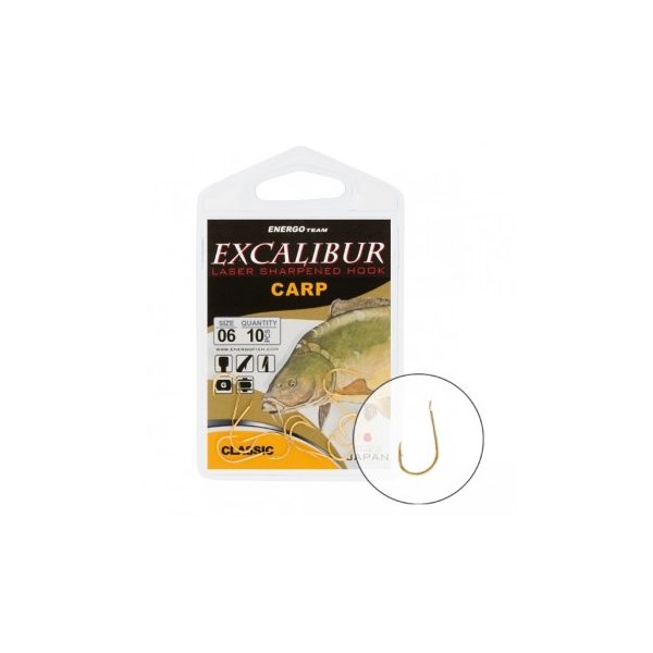 Hook Excalibur Carp Classic, Gold, (6 Pcs/Pack), Size 1