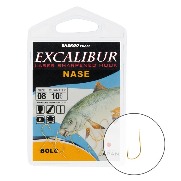 Hook Excalibur Nase Bolo, Gold, (10 Pcs/Pack), Size 8