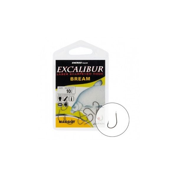 Hook Excalibur Bream Maggot, Black Nickel, (10 Pcs/Pack), Size 12