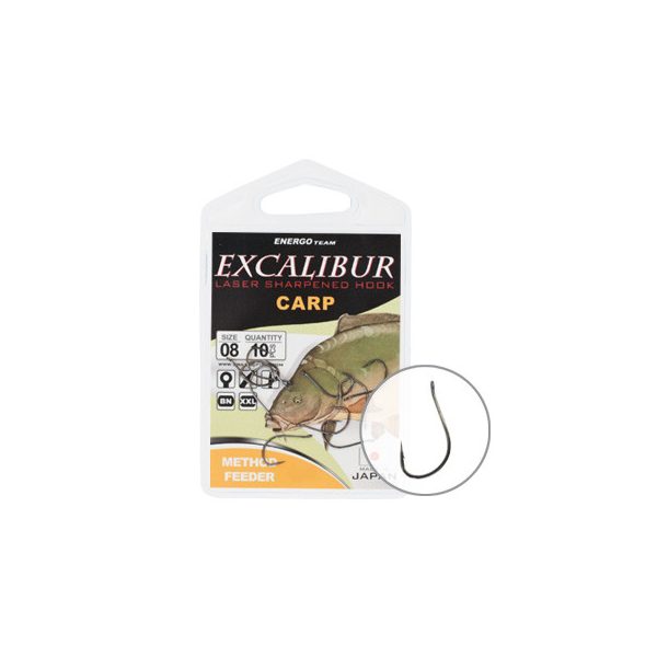 Hook Excalibur Carp Method Feeder, Black Nickel, (10 Pcs/Pack), Size 12