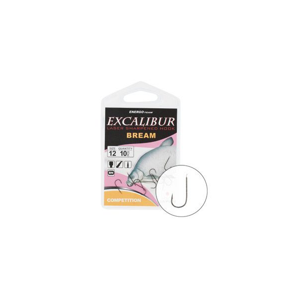 Hook Excalibur Bream Competition, Black Nickel, (10Pcs/Pack), Size 12