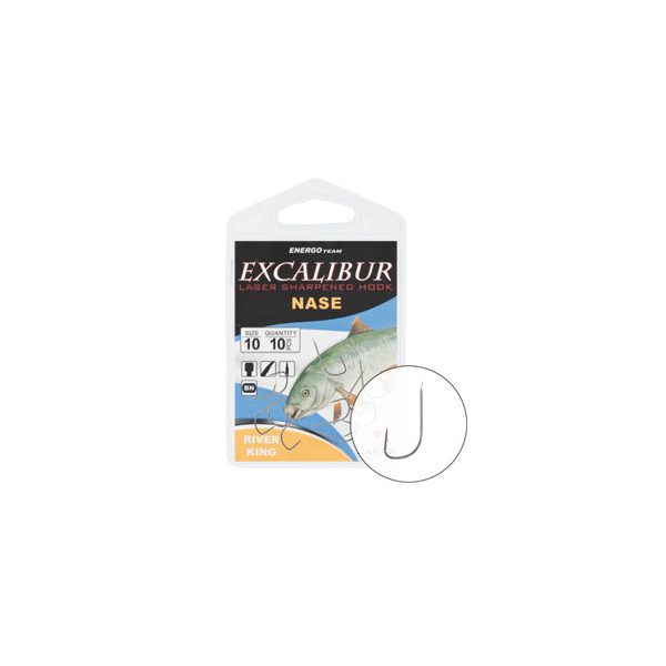 Hook Excalibur Nase River King, Black Nickel, (10 Pcs/Pack), Size 10