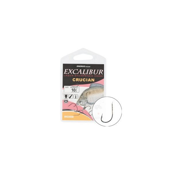 Hook Excalibur Crucian Worm, Black Nickel, (10 Pcs/Pack), Size 4