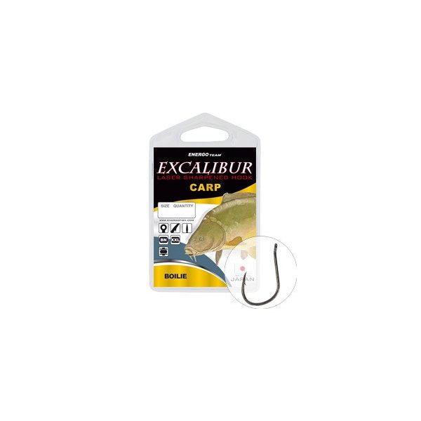 Hook Excalibur Carp Boilie, Black Nickel, (10 Pcs/Pack), Size 4