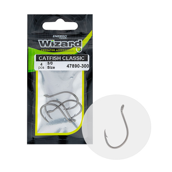 Wizard Hook Catfish Classic Eared Bearded 2/0 Catfish Hook