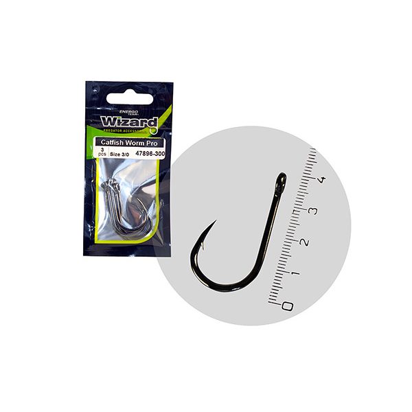 Hook Wizard Catfish Worm Pro Brazed 2/0 3Pcs/Bag