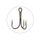 Treble Hook Wizard Grizzly Ec774 No.:6 4X Bz 5pcs/C