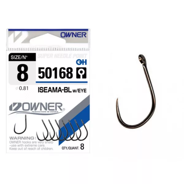 Owner Iseama 50168 16 Barbless, Eyed Carp Hook 10pcs