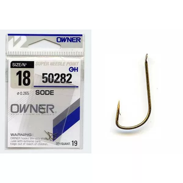 Owner Sode 50282 16 Barbed, Plated Bream Hook 15pcs