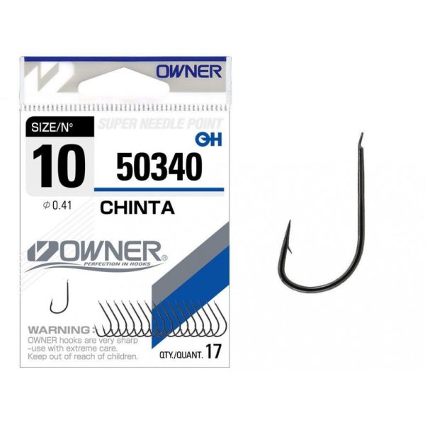 Owner Chinta 50340 14 Bearded, Flat, Fine-Tool Hook 17pcs