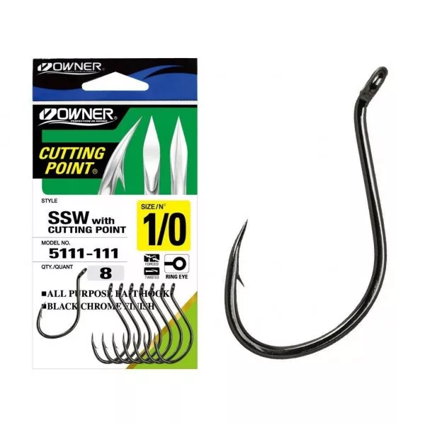 Owner Cut SSW 5111 6/0 Barbed, Eyed Boilie Hook 4pcs