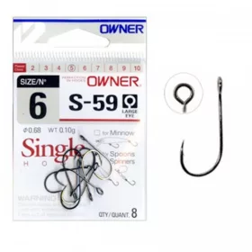   Owner 51580 S-59 2 Barbed, Eyed Single Predator Fish Hook 8pcs
