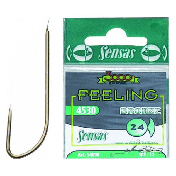 Sensas Feeling 4530 Bronze 22 Flats, Beardless Beardless Hook 15pcs