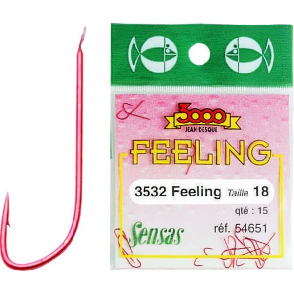 Sensas Feeling 3532 Pink 22 Flap Bearded Bearded Hook 15pcs