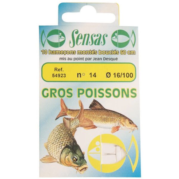 Sensas Big Fish Strong Wire 60cm 0,1mm 18 Monofilament Pre-tied Hook 10pcs