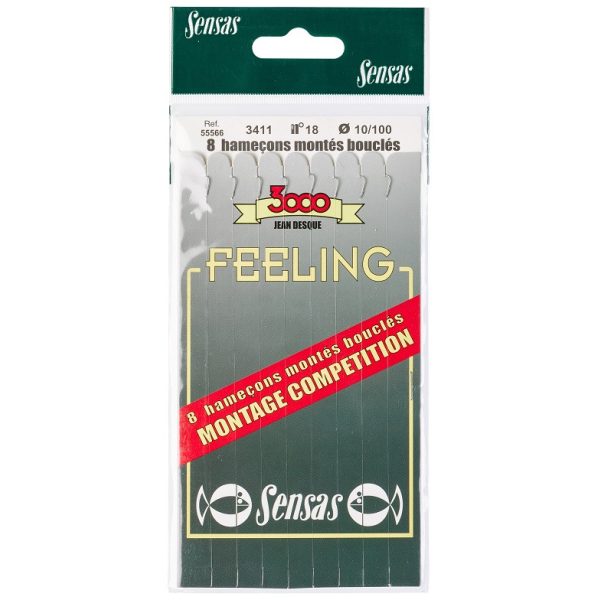 Sensas Feeling 3411 Nickel 18cm 0,08mm 22 Monofilament Pre-tied Hook 8pcs