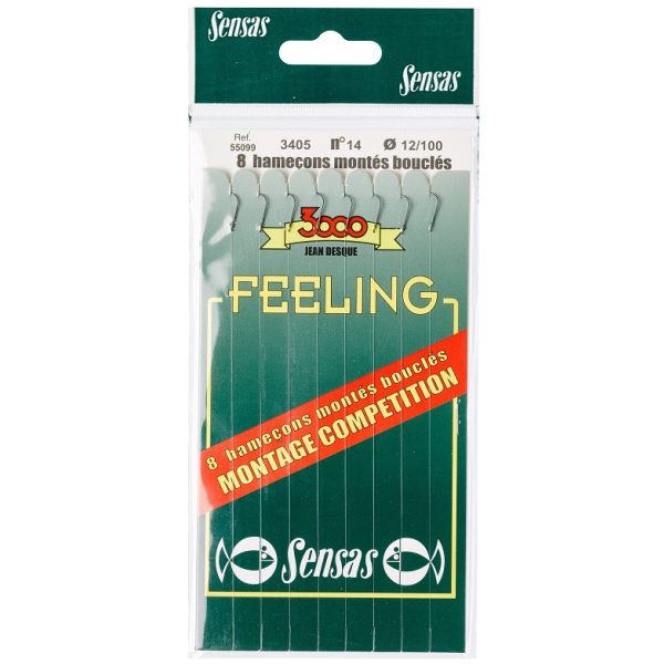 Sensas Feeling 3405 Black 18cm 0,07mm 22 Monofilament Pre-tied Hook 8pcs