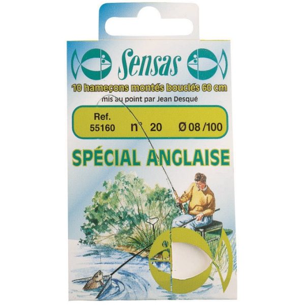 Sensas Waggler Round Bend 60cm 0,14mm 14 Monofilament Pre-tied Hook 10pcs