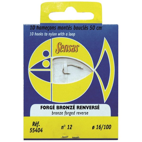 Sensas Forged Reverse Bronze 50cm 0,18mm 12 Monofilament Pre-Hooked 10pcs