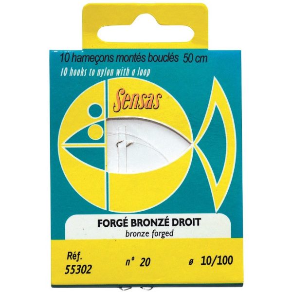 Sensas Straight Forged Bronze 50cm 0,22mm 6 Monofilament Pre-Hooked 10pcs