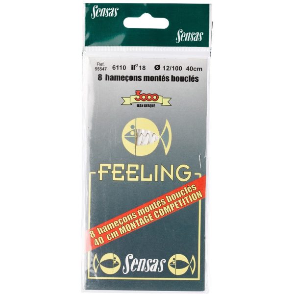 Sensas Feeling 6110 Bronze 40cm 0,1mm 18 Monofilament Pre-tied Hook 8pcs