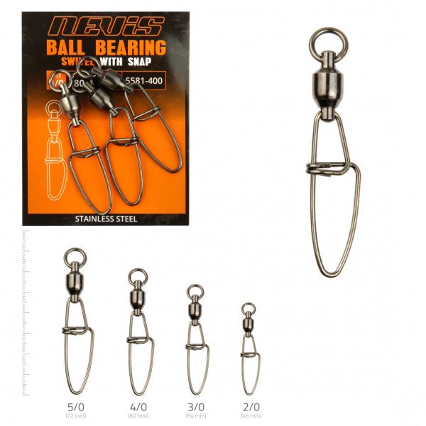 Nevis Ball Bearing Swivel with Clip 5/0 3 pcs