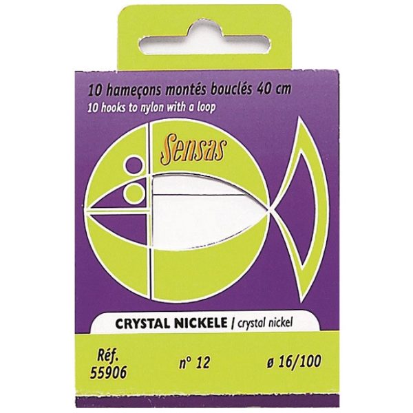 Sensas Crystal Nickel 40cm 0,12mm 16 Monofilament Pre-Hooked 10pcs