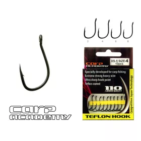  Carp Academy Teflon Hook XS-5 Black 2 10 pcs/pack Eyed Barbed Boilie hook