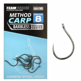   Team Feeder By Döme TF Method Carp BB 8 Barbless, Eyed Feeder Hook 10pcs