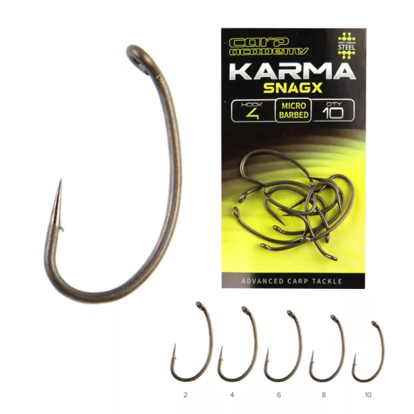 Carp Academy Karma SnagX 8 Eyed, Barbed Hook 10pcs
