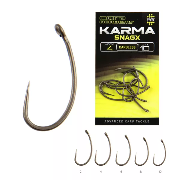 Carp Academy Karma SnagX 6 Eyed, Barbless Hook 10pcs