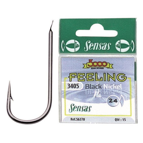 Sensas Feeling 3405 Black 14 Flap Bearded Bearded Hook 15pcs