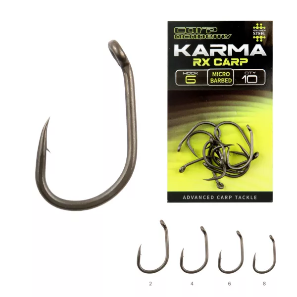 Carp Academy Karma RX Carp 6 Eyed, Barbed Boilie Hook 10pcs