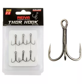   Nevis Powercat Treble Hook TR-21 Black 6/0 5pcs/pack Eyed Barbed Predator hook