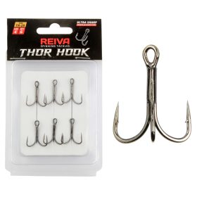   Reiva Treble Hook TR-20 Black 2 6pcs/pack Eyed Barbed Predator fish hook